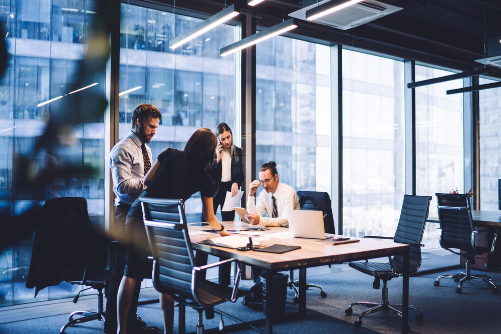 group of professionals in a conference room