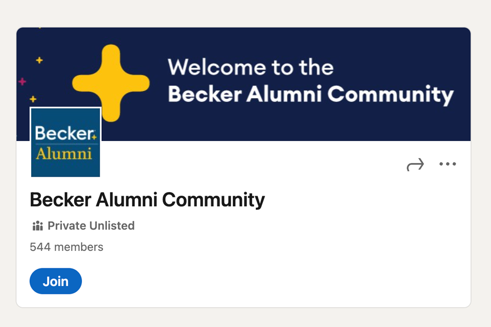 Becker Alumni Community Linkedin Screenshot