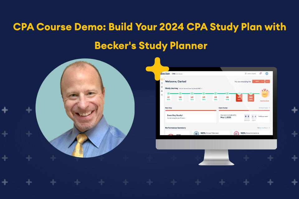 CPA Course Demo: Build your CPA Study Plan with Becker's Study Planner and picture of Mike Potenza