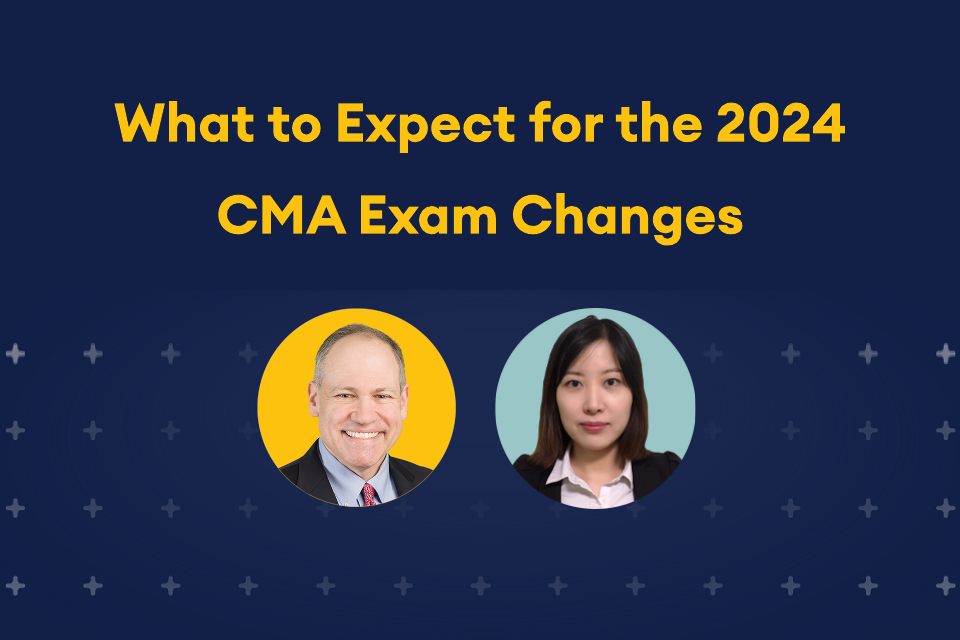 What to Expect for the 2024 CMA Exam Changes and headshots of Mike Brown and Feng Li